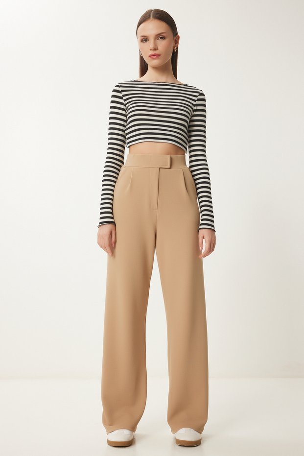 Women's Biscuit Waist Velcro Comfortable Woven Trousers RV00150