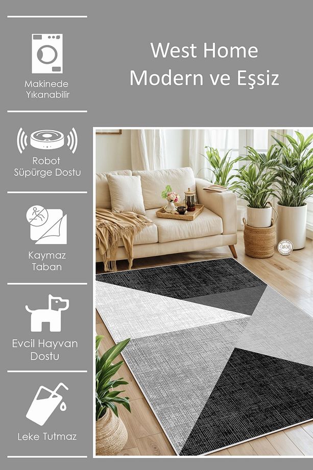 Dijital Baskı Yıkanabilir Kaymaz Taban Salon Halısı Mutfak Halısı Koridor Halısı - 3