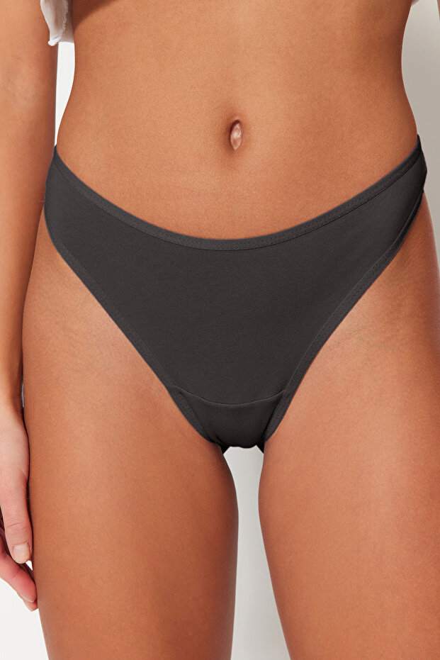 Mavi-Indigo-Ekru 3'lü Paket Pamuklu Tanga Örme Külot THMSS21KU0135 - 20