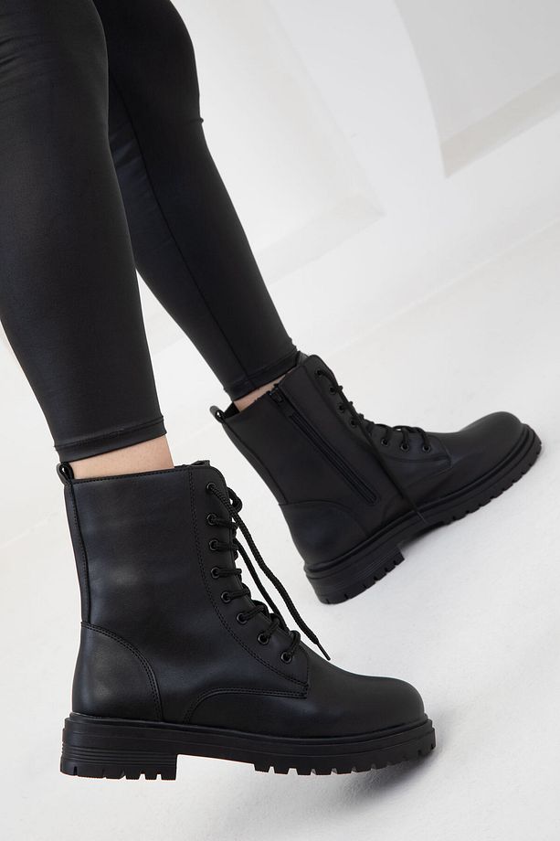 Siyah-Siyah Kadın Bot & Bootie 13786 - 5