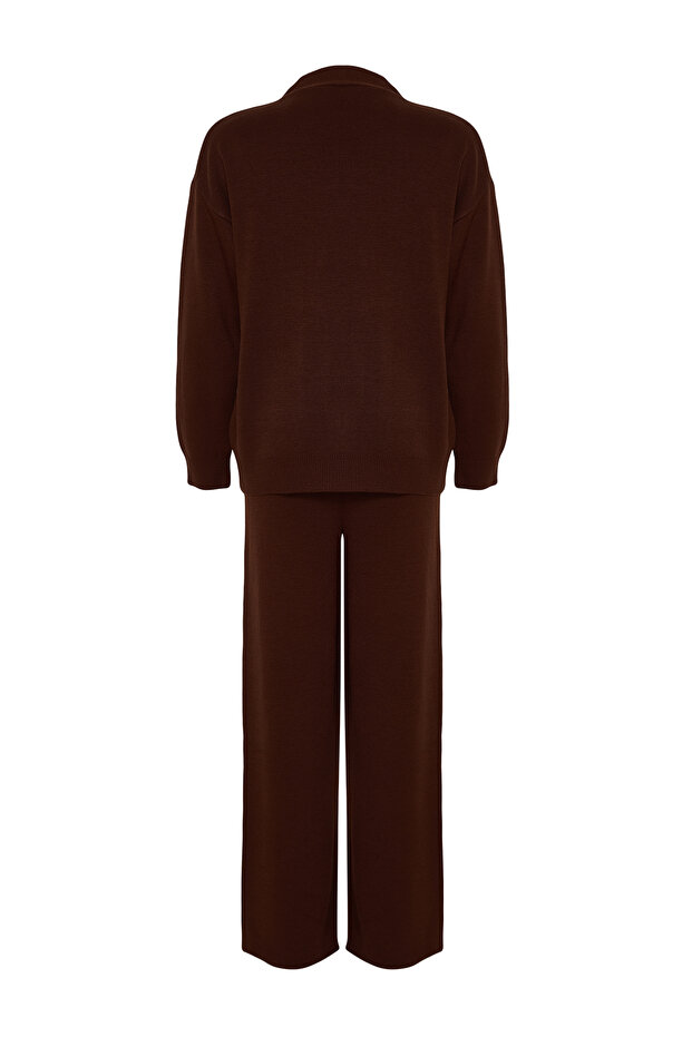 Brązowy zestaw 3-częściowy z golfem TWOAW25AU00035 - 9