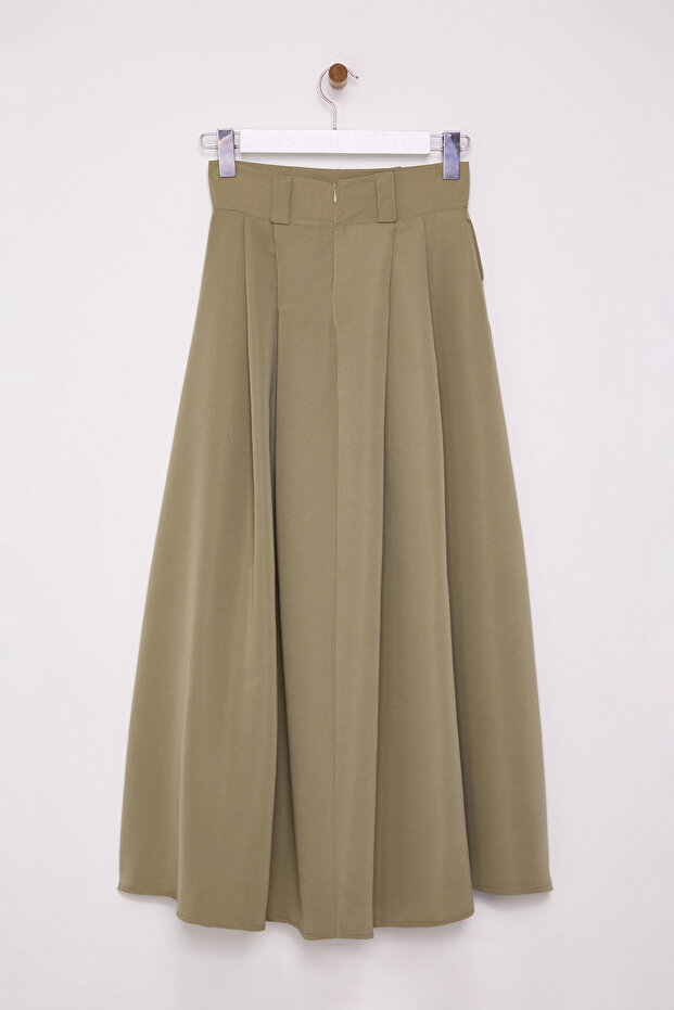 Haki Pileli Maxi Boy Dokuma Etek TEDAW25ET00000 - 6