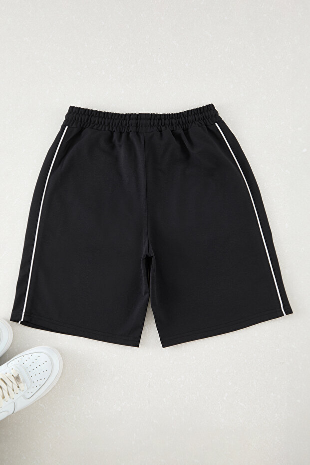 Siyah Regular/Normal Kesim Biyeli Şort & Bermuda TMNSS25SR00024 - 8