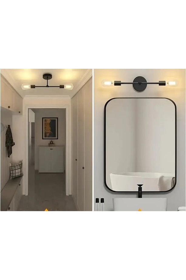 1 Adet Fiesta Aplik Siyah Duvar Lambası Yatak Odası-Yatak Başı-Banyo İçin Modern Retro Aplik - 6