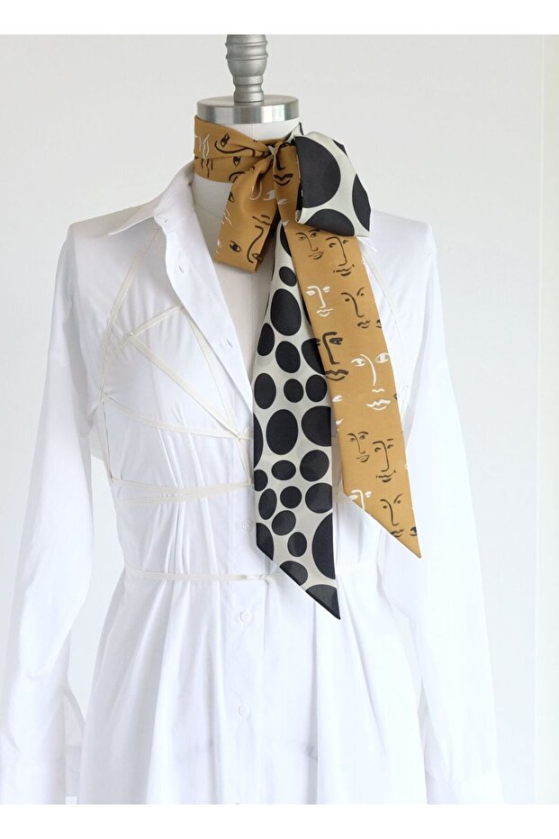 Harmony Scarf Mustard Color Face Icon Patterned