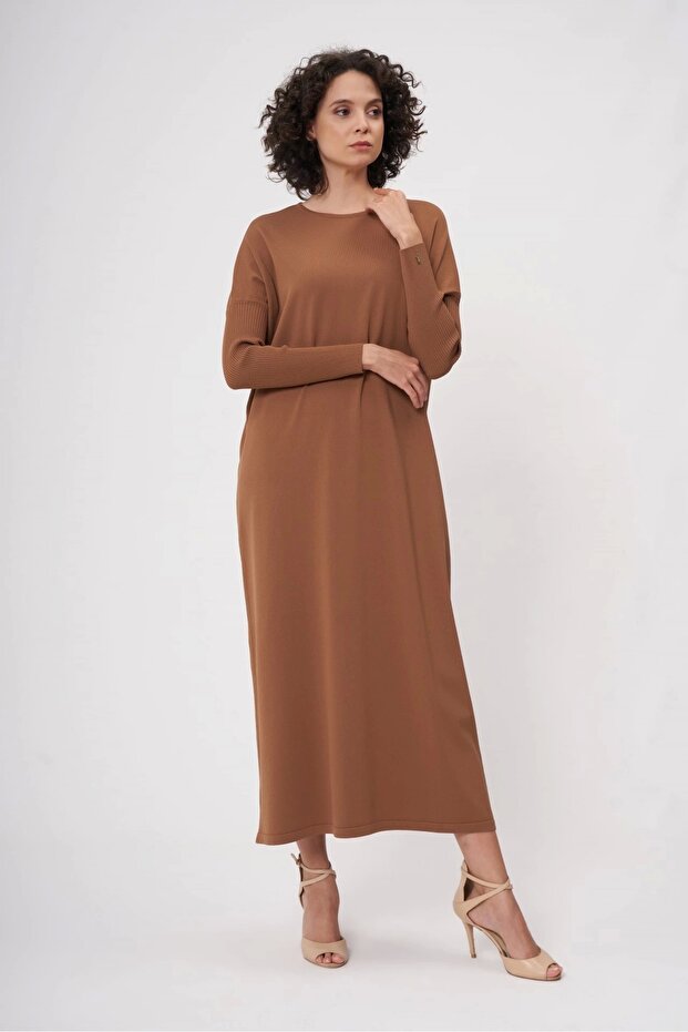 5747 Toprak Triko Elbise - 1