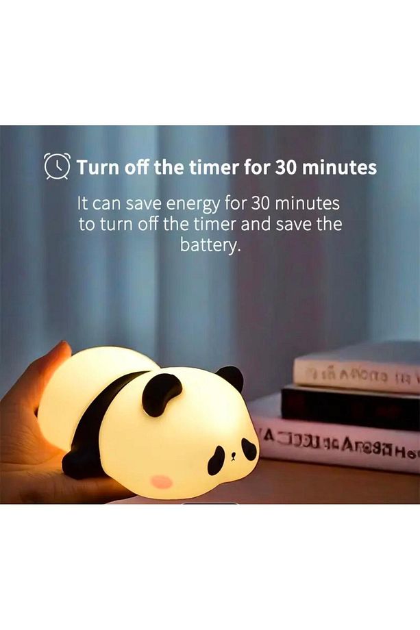 Sevimli Panda LED Gece Lambası, Şarj Edilebilir, Dokunmatik Kontrol, Masaüstü Dekoratif Lamba Hediye - 3