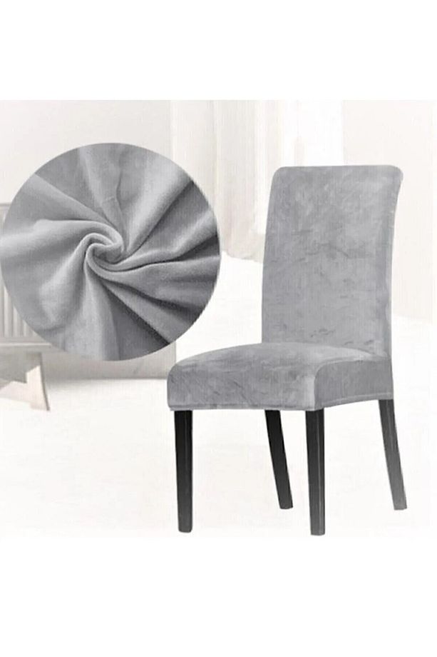 Sandalye Kılıfı  ,yıkanabilir, Lastikli ,kadife Kumaş Sandalye Örtüsü 4 Adet - 1