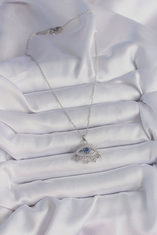 Silver Color Chain Eye Women's Necklace (316L Steel)