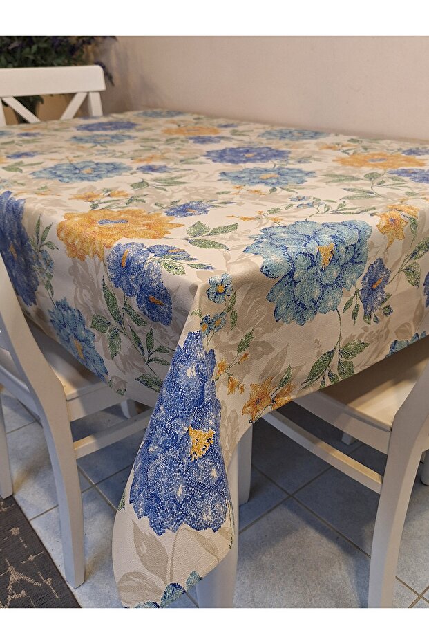 Fiber Pvc Oilcloth - Patterned Erasable Tablecloth (Blue)