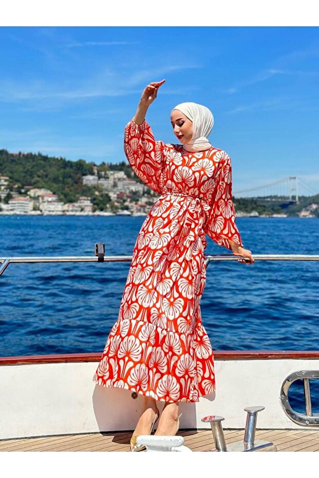 Women's Patterned Satin Dress