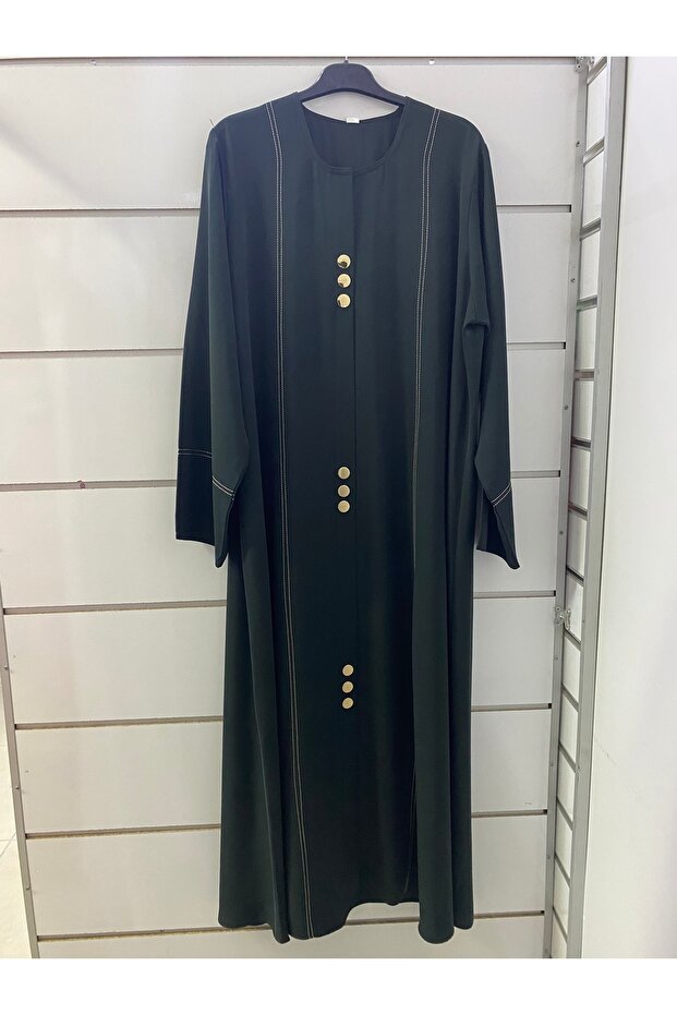 Gold Button Detailed Ferace Tesettür Clothing Abaya