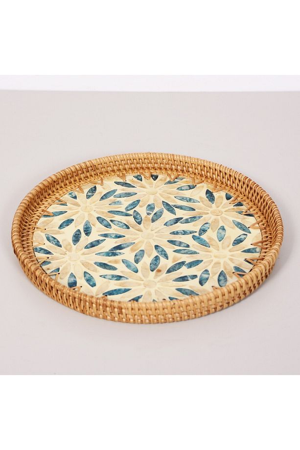 Pearl 30x3 cm Sedefli Rattan Tepsi & Duvar Dekoru - 2