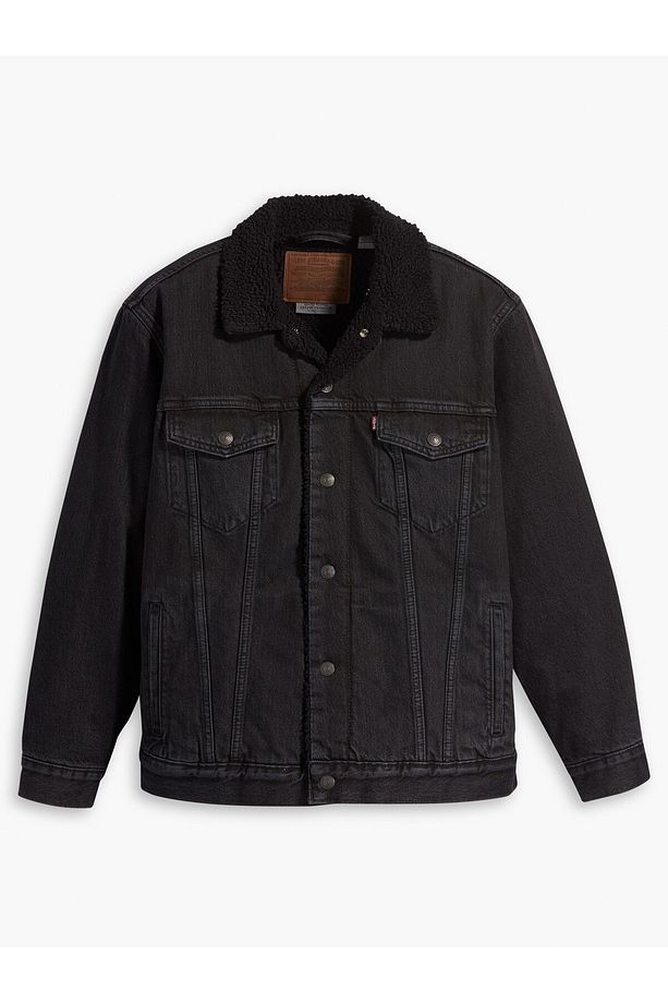 Erkek Siyah Relaxed Fıt Sherpa Trucker Ceket A5784-0005 - 3