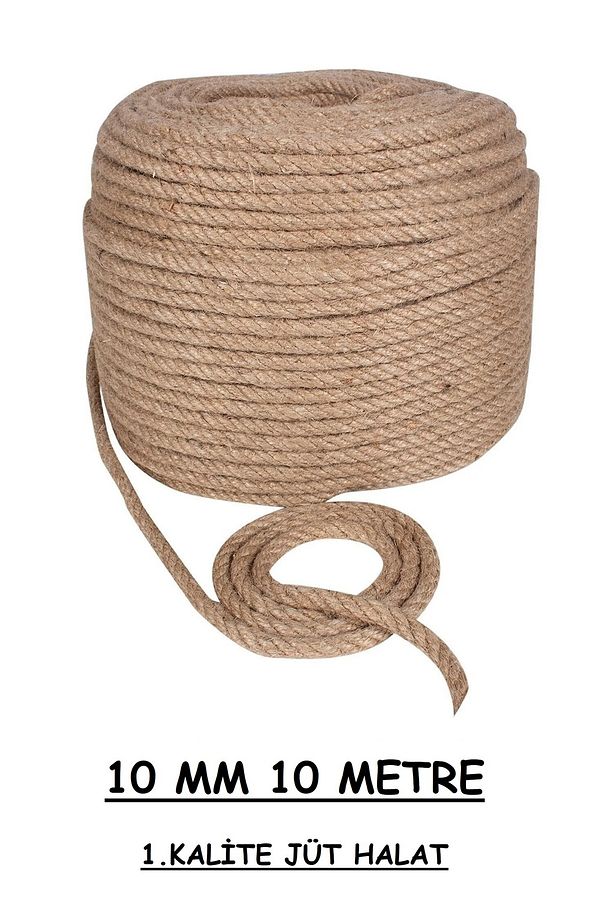 Jüt Halat 10 Mm 10 Metre Ip Halat Hasır Ip Dekor Ipi Jüt Kendir Jüt Çuval Ipi - 1