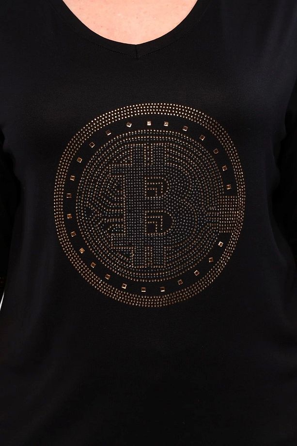 Önü Bitcoin Taş Baskılı Bluz - 3