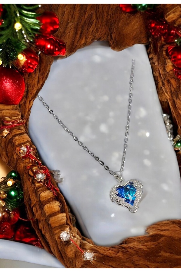 Çelik - Gezegen - Mavi Mor Renk Değiştiren - Taş Model Kolye - 3