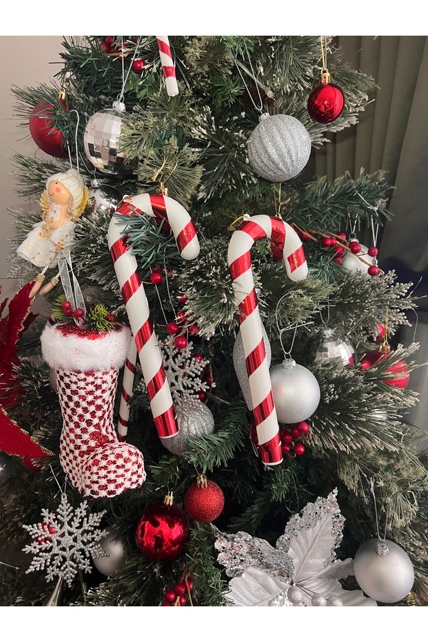2-piece christmas cane candy 20 cm christmas new year winter christmas decoration new year tree ornament plastic