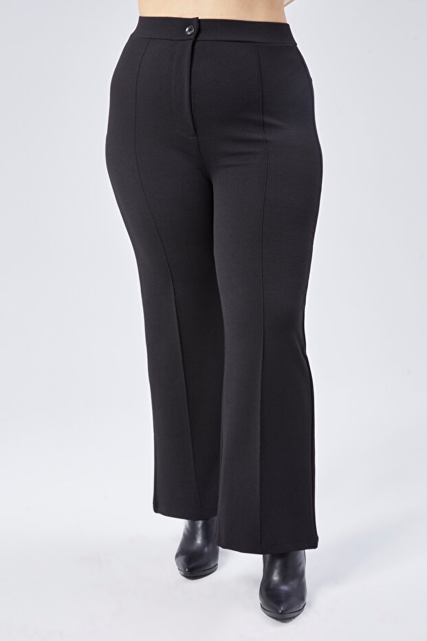 magas derekú bő lábcipzáras molett női nadrág - 3