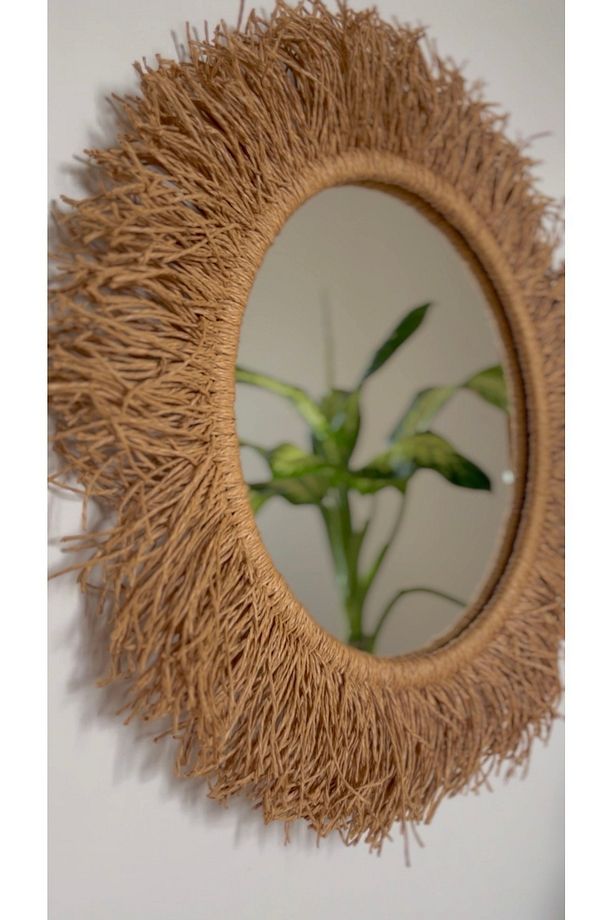 Dekoratif Bohem Kahverengi 30 Cm 1 Adet Duvar Aynası - 3