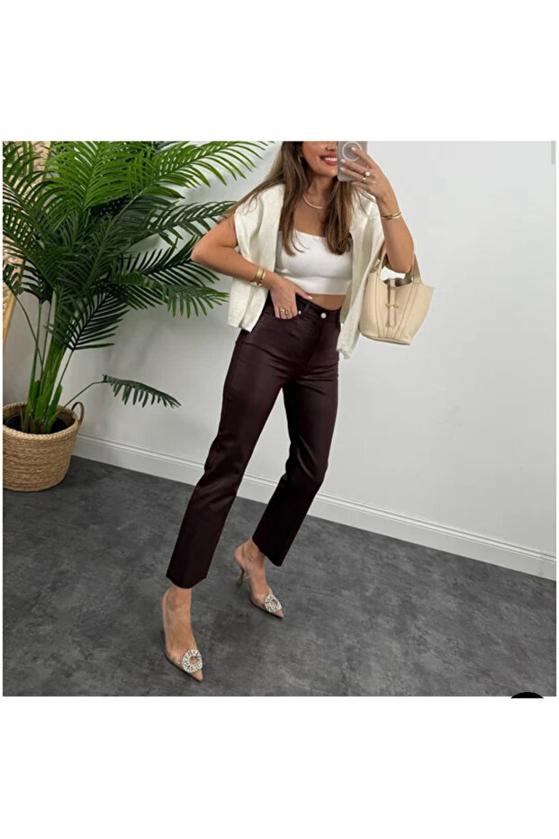 Claret Red Waxed Jeans