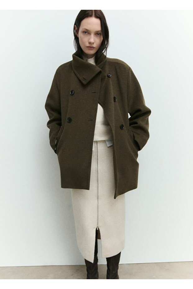 Dwurzędowy wełniany płaszcz - 8