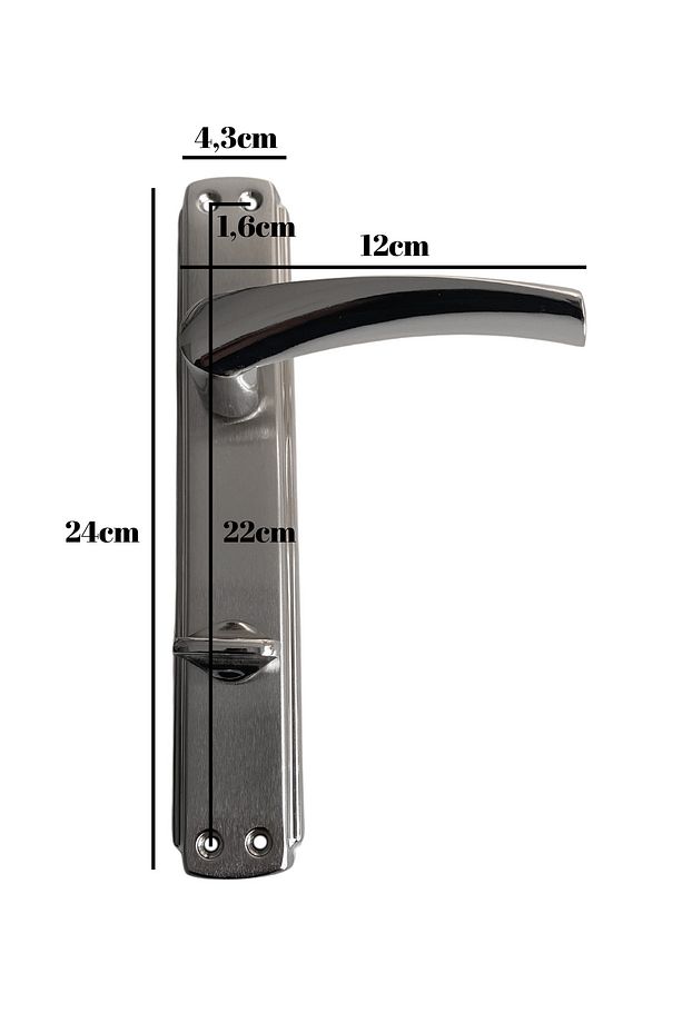 Serçe Bravo Krom Kapı Kolu Tuvalet(WC) ve Banyo Kapısı Kolu Aynalı Bir Kapılık WC(1 Takım)(SOL) - 4