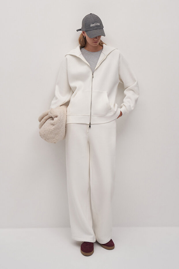 Bílé tepláky Basic Palazzo - 8