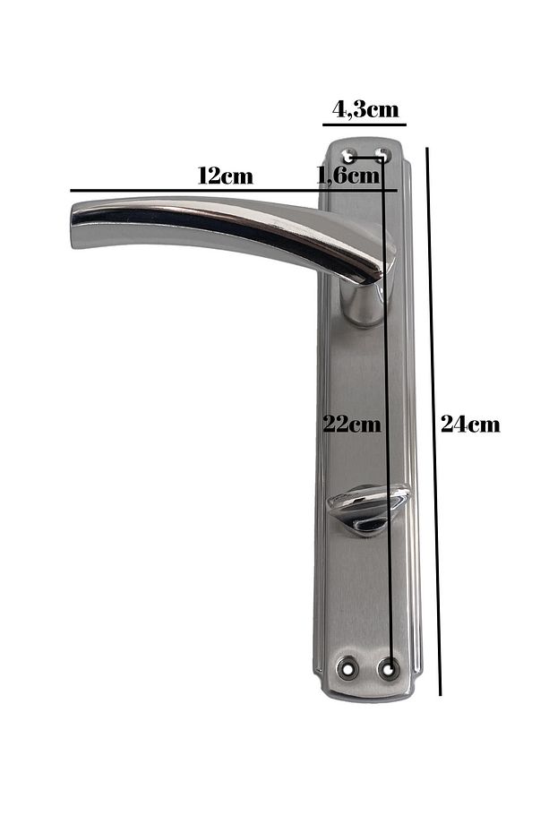 Serçe Bravo Krom Kapı Kolu Tuvalet(WC) ve Banyo Kapısı Kolu Aynalı Bir Kapılık WC(1 Takım)(SAĞ) - 4