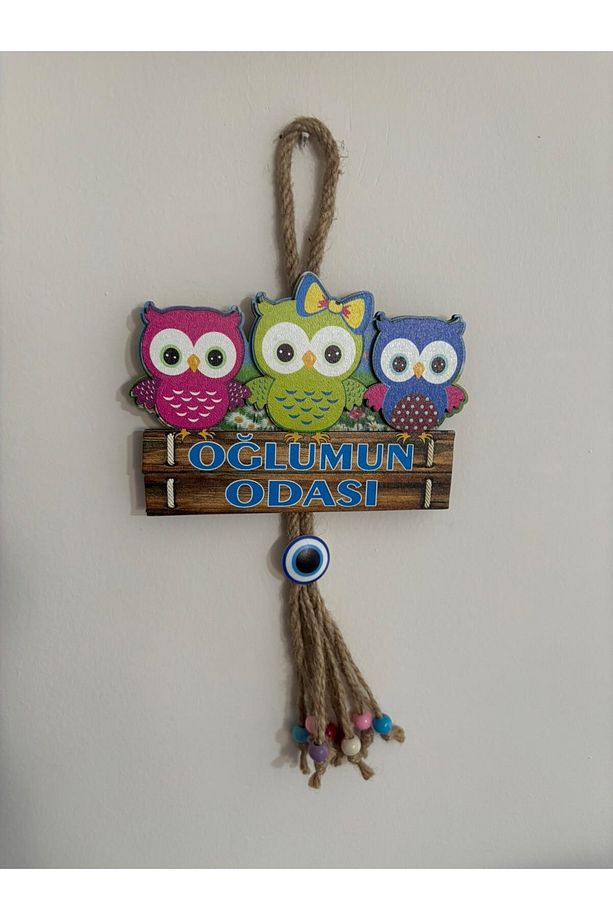 Hediyelik Polyester Oğlumun Odası Yazısı Kapı Süsü - 1
