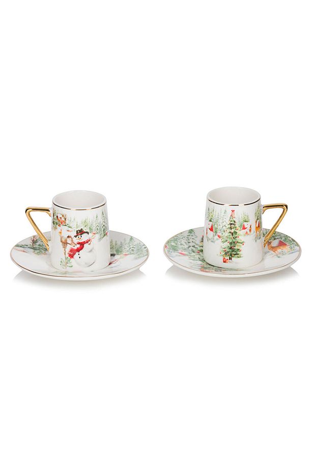 Baskili 2 Kisilik Porselen Kahve Fincan Takimi 90 Ml - W4GT46Z8 - 5