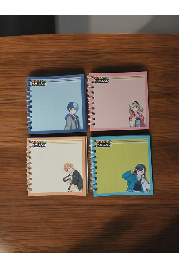 4 ADET Hatsune Miku Colorful PjSekai Project Sekai 8x8cm Mini Anime Spiralli Not Defteri - 3