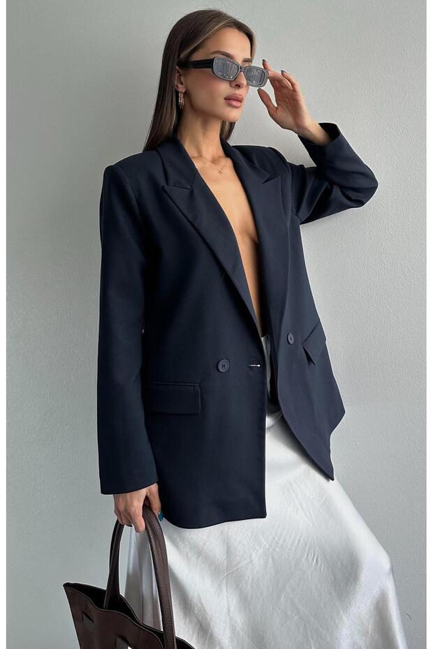 Oversize Daddy Premium Astarlı Blazer Ceket - 6