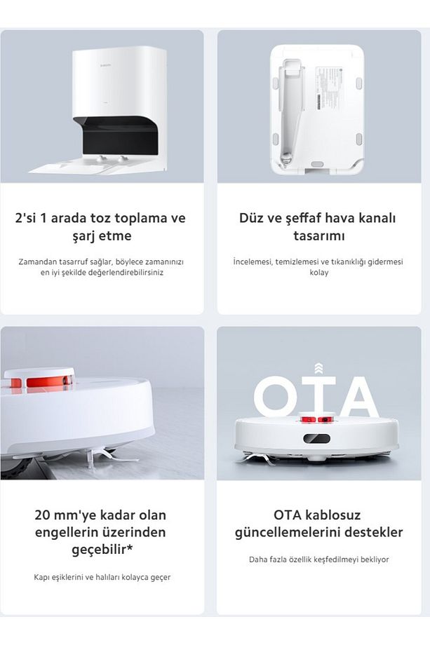 LDS lazer navigasyon X10 Çöp Istasyonlu 4000Pa Akıllı 2'si 1 arada Robot Süpürge+Temizlik Seti - 7