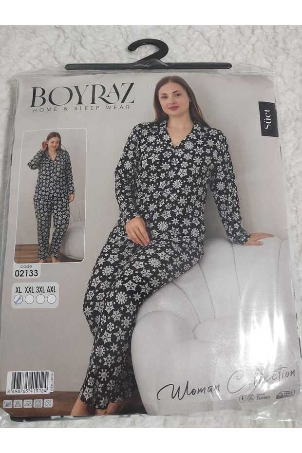 Large Size Women's Suede Battal Button Long Sleeve Cotton Pjamas Suit