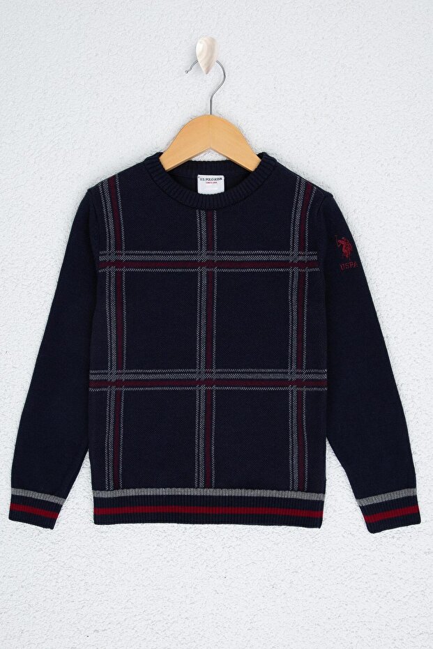 Boy's Navy Blue Crew Neck Knitwear Crash