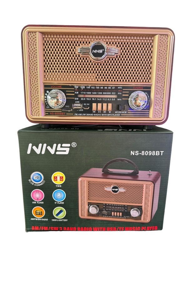 Ns-8098 Usb / Tf Kart / Fm Retro Taşınabilir Bluetooth Hoparlör - 5