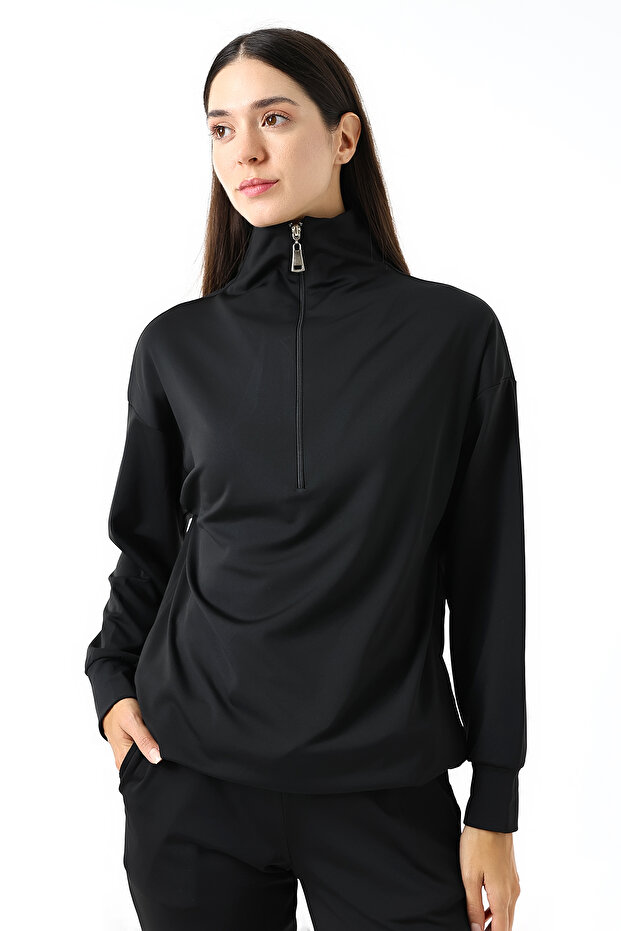 Kadın Fermuar Yaka Basic Eşofman Takımı - 2