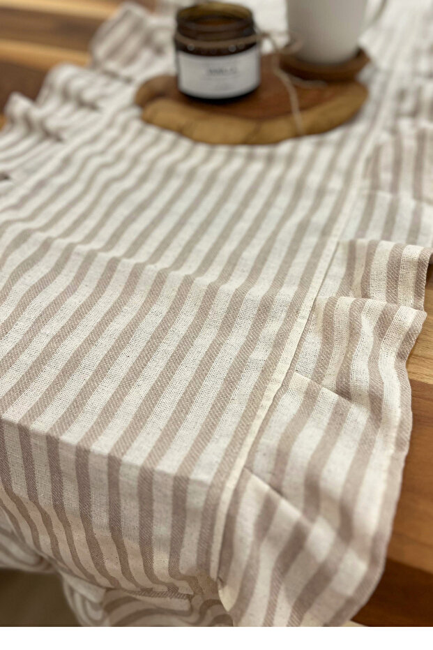 Fırfırlı Kahve Çizgili Runner 40x135 - 5