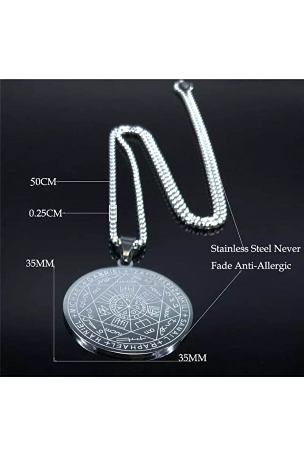 7 Başmelek Mührü İşleme Çelik Kolye - 3