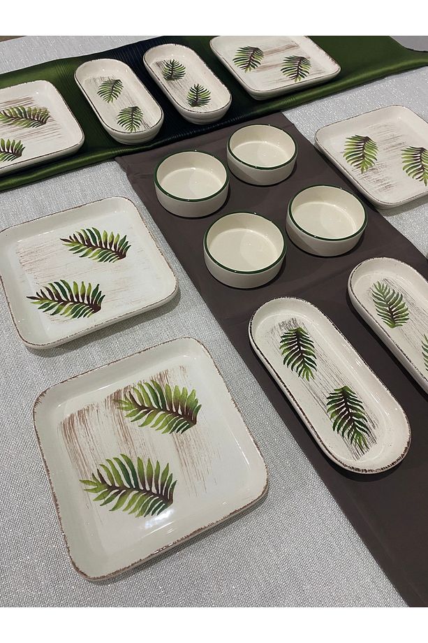 Eskitme Yaprak Desen Lüx Kahvaltı Seti 14 Parça 6 Kişilik - 3
