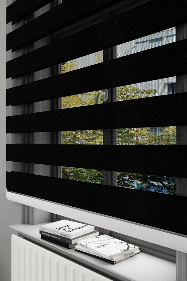 Siyah Bambu Zebra Perde - 1