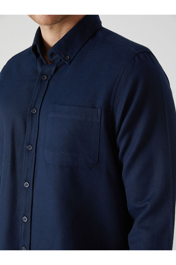 LCW Regular Fit Uzun Kollu Armürlü Erkek Gömlek - 3