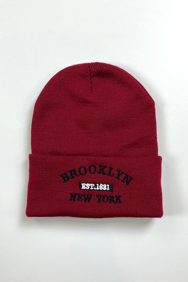 Brooklyn Embroidery Beanie Winter Fold Unisex Trend Hat
