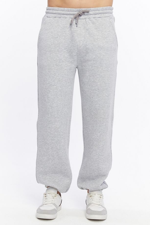 Ayarlanabilir Paça Basic Baggy Oversize 3 İplik Kışlık Eşofman Altı - 4