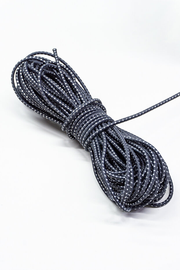 Yuvarlak Puantiye Simli Lastik Bağ İpi - Lüks Dekoratif Lastik Kordon - Aksesuar Lastiği - 10 Metre - 1