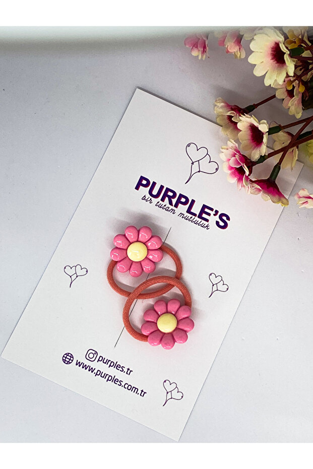 2-Piece Flower Object Set Mother Baby Child Women's Rubber Buckle // Simit Buckle // Scrunchies