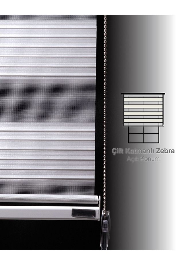 Pliseli Ekru Renk Zebra Perde Yüksek Kalite Alüminyum Kasa - 4