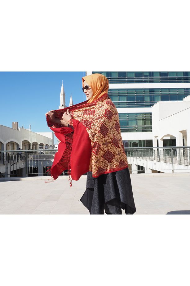 Omuz Şal Ipek Işlemeli Paşmina Şal Kaşmir - 6
