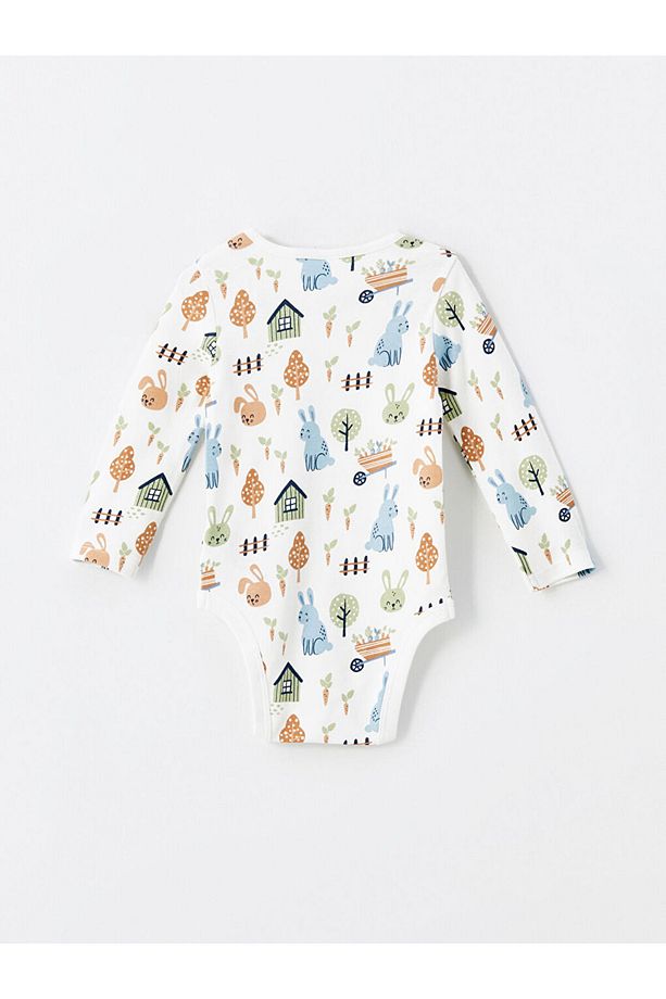 LCW baby Ekru Baskılı Erkek Bebek Çıtçıtlı Body 2'li - 4